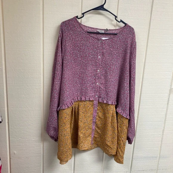 LOGO Lori Goldstein Top Bohemian Women's 3X - Picture 1 of 6